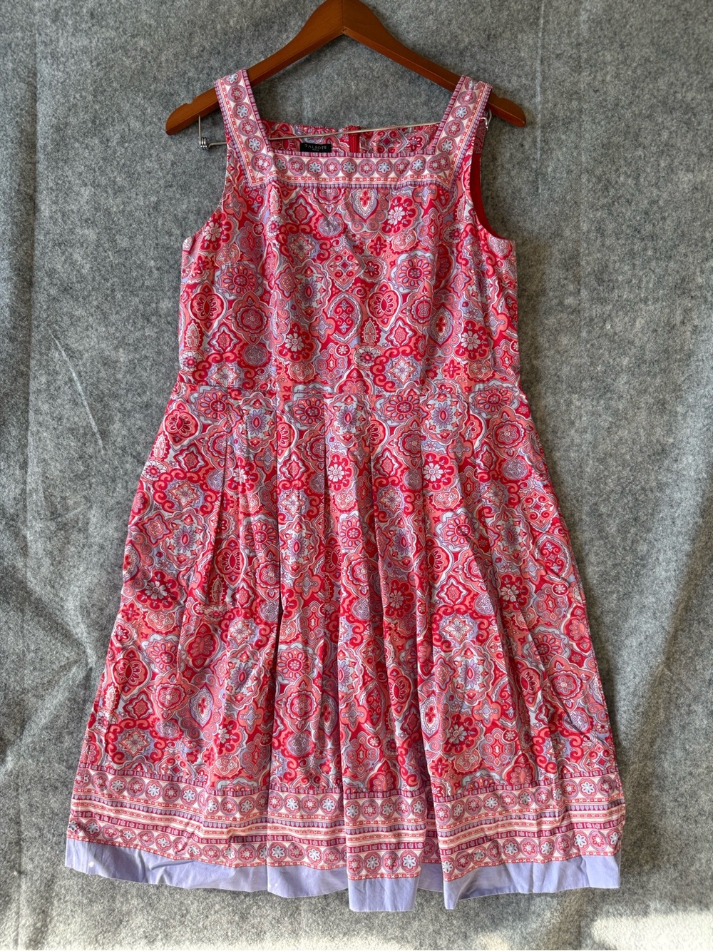 Talbots Pink and Lavender Paisley Sleeveless Fit-and-Flare Dress